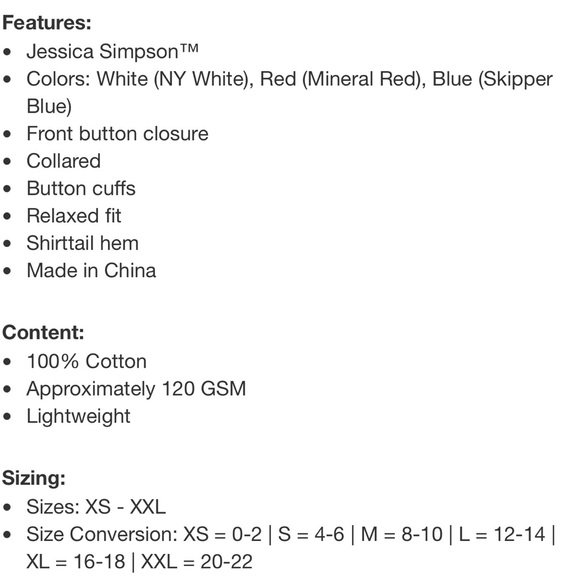 Jessica Simpson Ladies' Gauze Button Front Shirt Size L - Picture 5 of 5